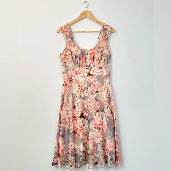 Ella Dresses & Skirts - Signature by Ella Floral Pink Gray Fit and Flare Midi Dress